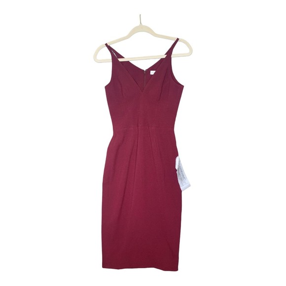 NWOT Dress The Population Lyla Sleek Form-Fitting Sheath Midi Dress in Plum XS - Picture 2 of 9